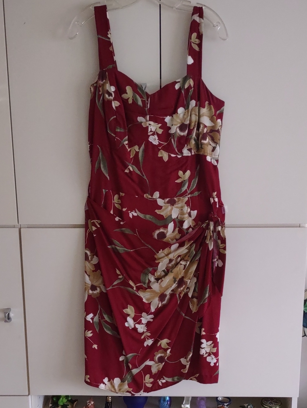 Paradise Found Floral Red Sundress with Draped Skirt